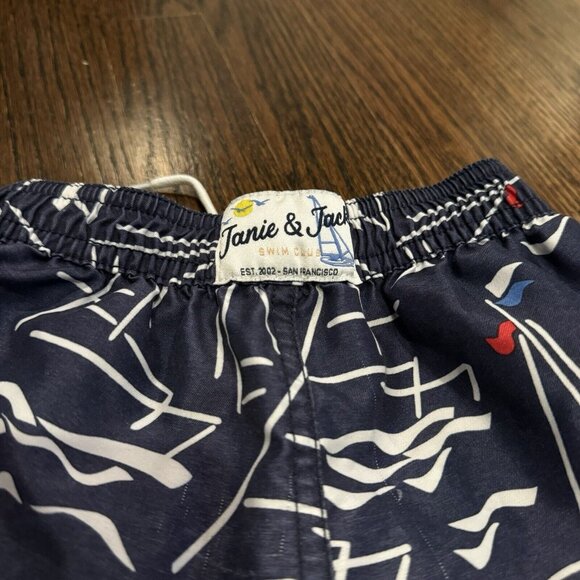 Janie and Jack Boys 2T Swim Shorts Trunks Sailboats Nautical Lined Drawstring - Picture 5 of 6